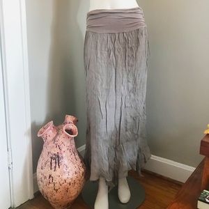 Gray High Waist Peasant Skirt Boho Hippie
